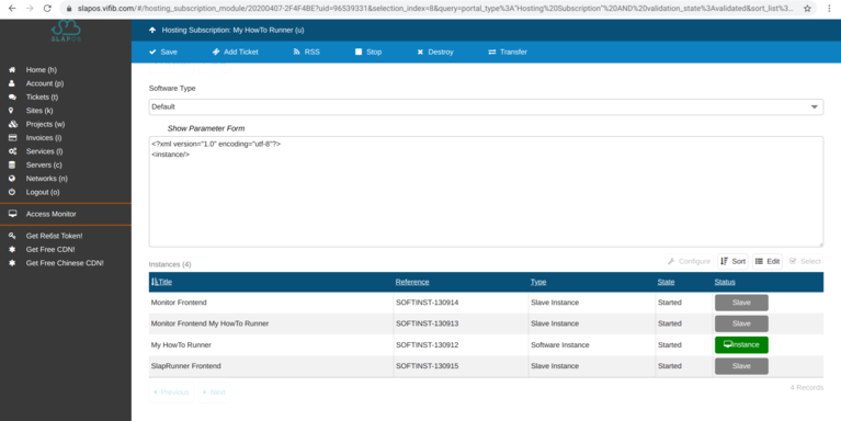 SlapOS Interface - Service XML Parameters