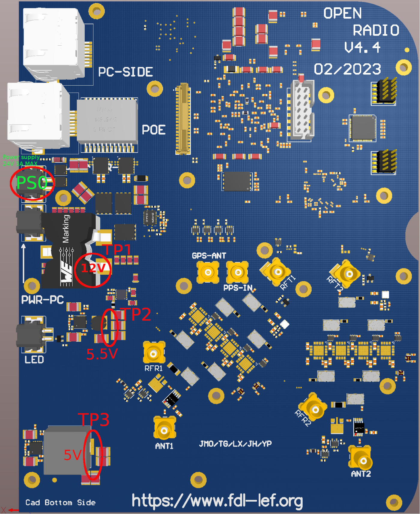 3D view of PCB board